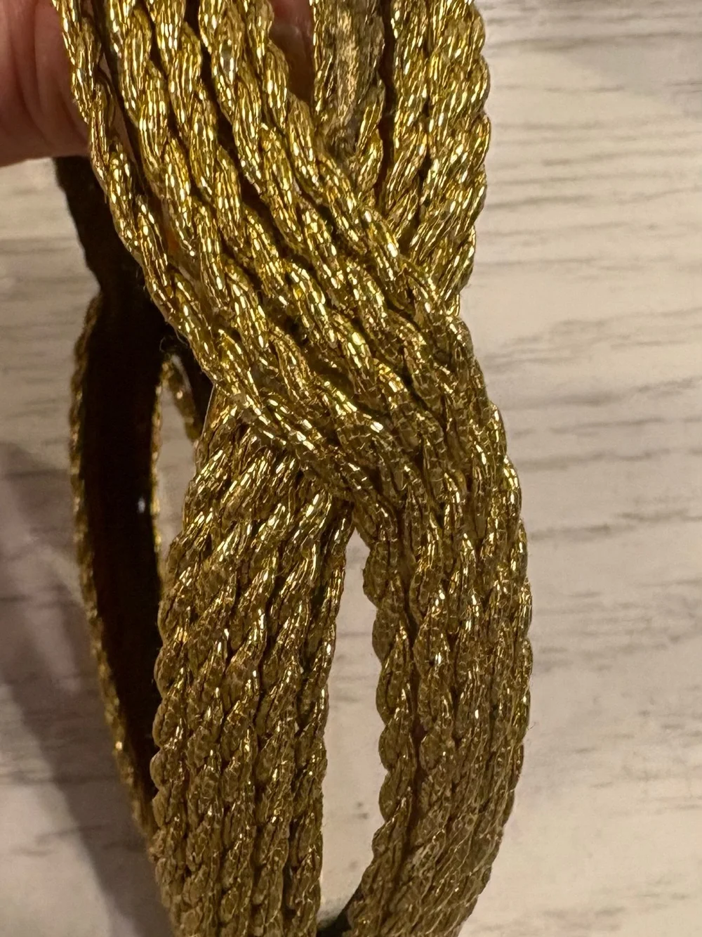 Deborah Rhodes Gold Braided Headband with Mocha Trim